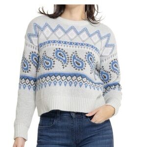 Lucky Brand Gray and Blue Crewneck Sweater